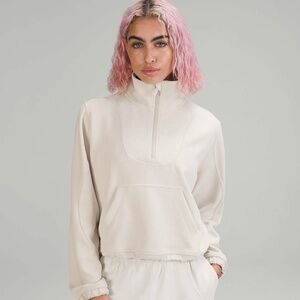 Lululemon Brushed Softstream Ribbed Half Zip in White Opal *read description!!*